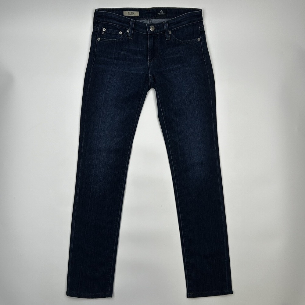AG Adriano Goldschmied Women's Blue The Stilt Cigarette Leg Jean 25R‎ Dark Wash